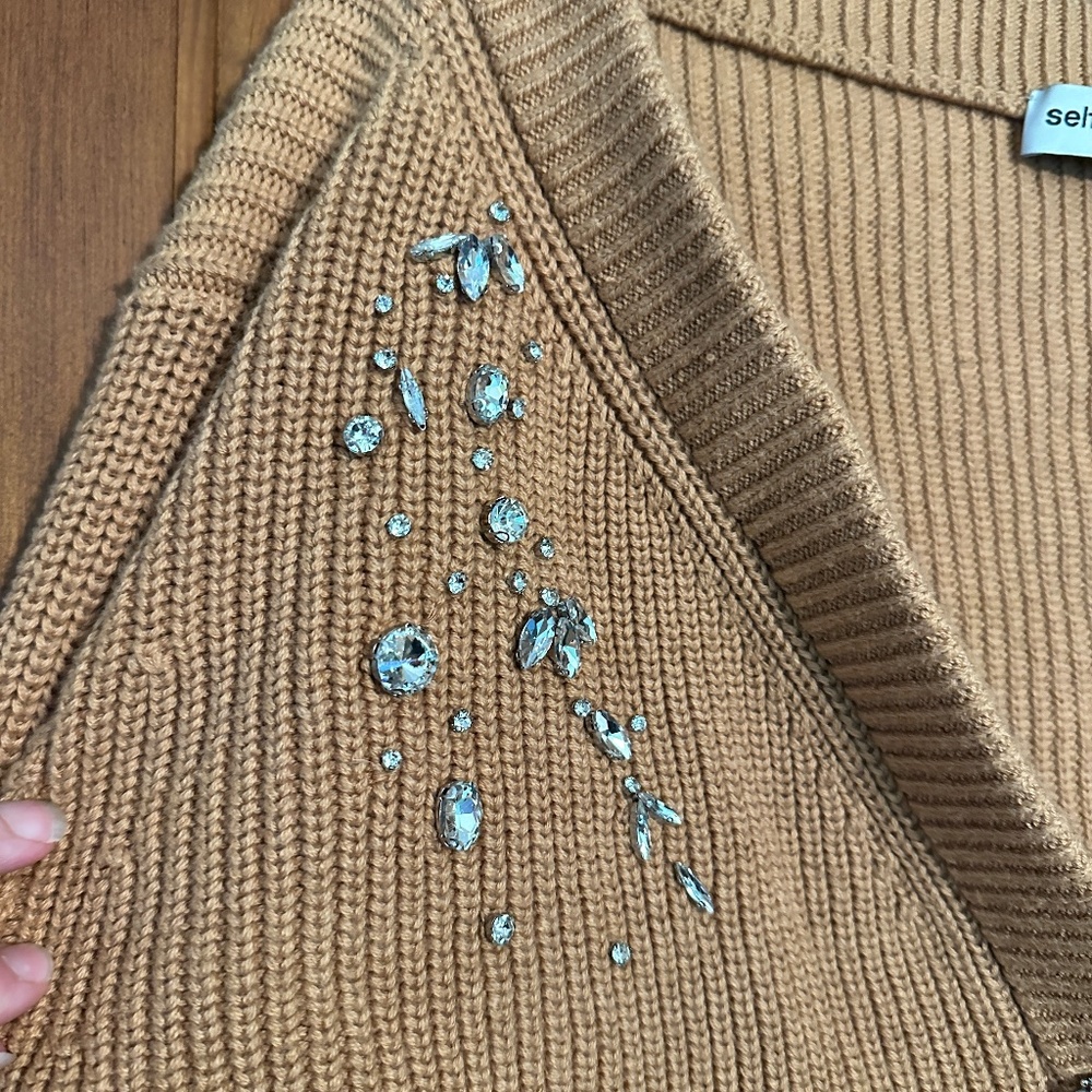 Self-Portrait Diamante Embellished Rib Knit Cardigan XL - Picture 9 of 14